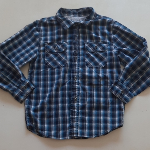 Calvin Klein Jeans 5 blue plaid button down shirt - Picture 1 of 8
